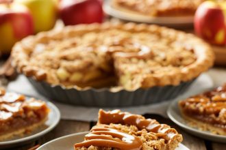 Freshly baked apple pie on a wooden table as part of Apple Dessert Recipes collection
