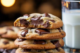 A batch of freshly baked chewy chocolate chip cookies on a cooling rack