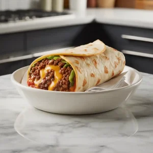 Taco Bell Beefy Melt Burrito wrapped and ready to eat