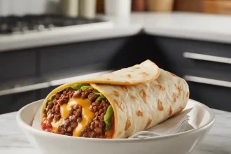 Taco Bell Beefy Melt Burrito wrapped and ready to eat