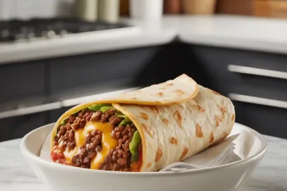Taco Bell Beefy Melt Burrito wrapped and ready to eat